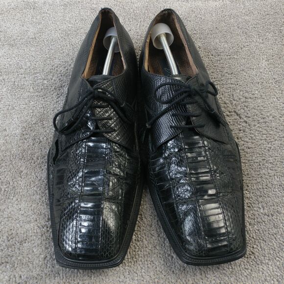 Giorgio Brutini Genuine Snake Skin Leather Mens Size 15 Dress Shoes Black - Picture 11 of 13
